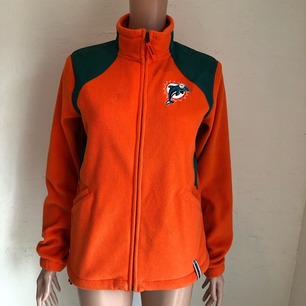 Reebok NFL Team Miami Dolphins Fleece Full Zip-Up Jacket Sweater Women’s Size M